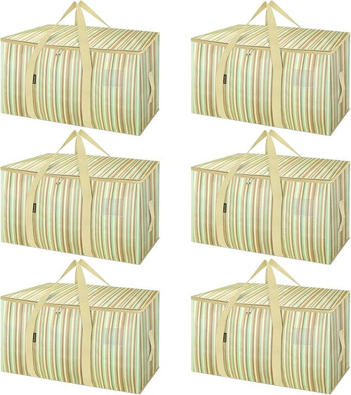 BALEINE 6-Pack Oversized Moving Bags with Reinforced Handles, Heavy-Duty Storage Tote for Clothes, Moving Supplies (Clear, 6-Pack)